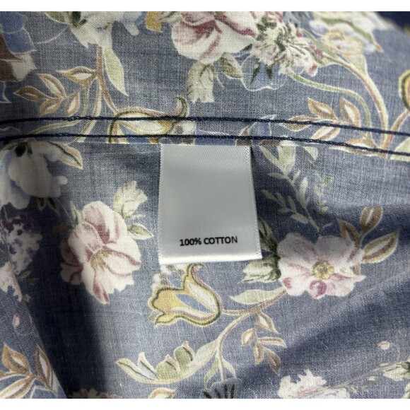 Murano Shirt Men’s Medium Floral Slim Fit Button Up Long Sleeve 100% Cotton - Picture 9 of 9